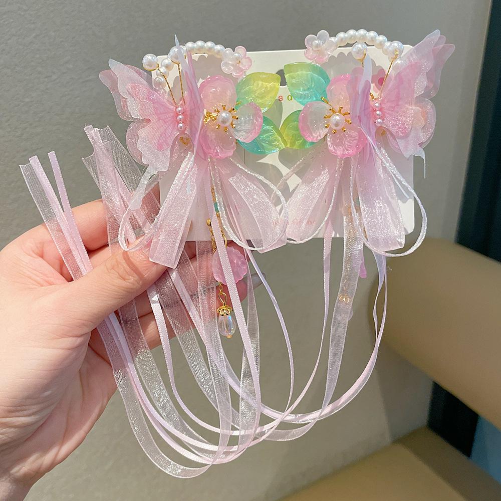 Chinese Style Hanfu Hairpin Set for Girls - Includes Hair Clips, Swaying Tassels, and Butterfly Accessories