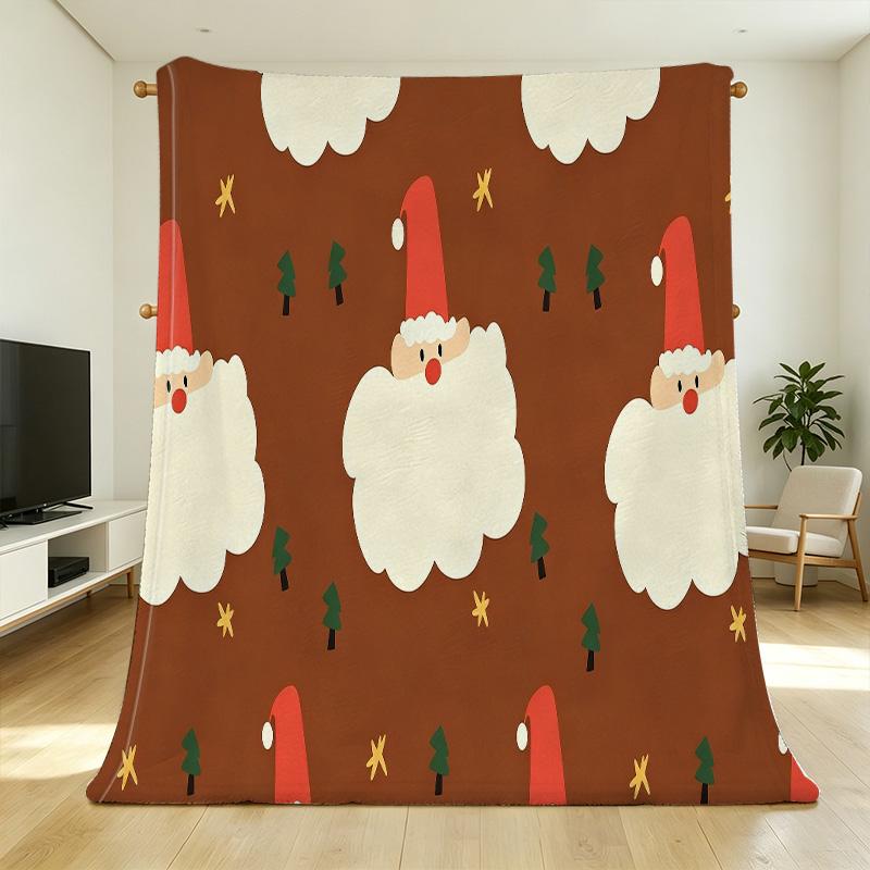 Non-Shedding Santa Claus Flannel Blanket - Soft, Warm & Cozy, Ideal for Home, Sofa, Bedroom, Holiday Decor, Movie Nights, Halloween & Christmas