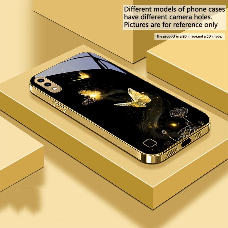 Wickelndes goldenes Licht Für Samsung A 01 52S A04 A05S A10 A12 13 22 23 24 36 42 M02 Note 10 20Ultra 8 9 Goldene Glas-Handyhülle