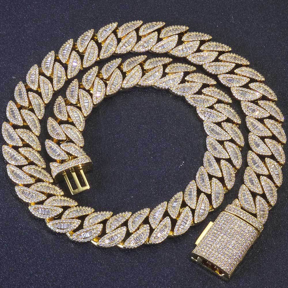 hip hop 20mm mixed set T-shaped cubic zirconia Cuban chain hip-hop jewelry trendy necklace inch 18