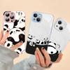 Anime Cute Panda Phone Case For iPhone 14 13 12 Mini 11 Pro XS Max X XR 14 Plus Tempered Glass Cover