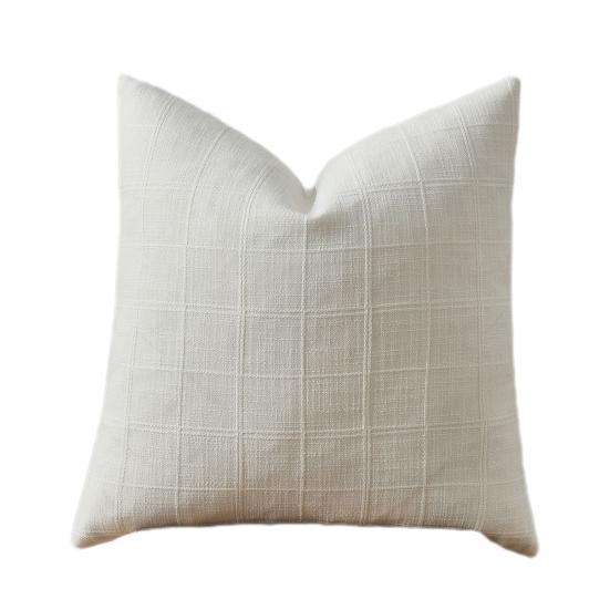 

Наволочка из хлопка и льна, скандинавский стиль, дышащая ткань, клетчатый жаккардовый дизайн, наволочка, универсальный домашний декор 45x45cm белый
