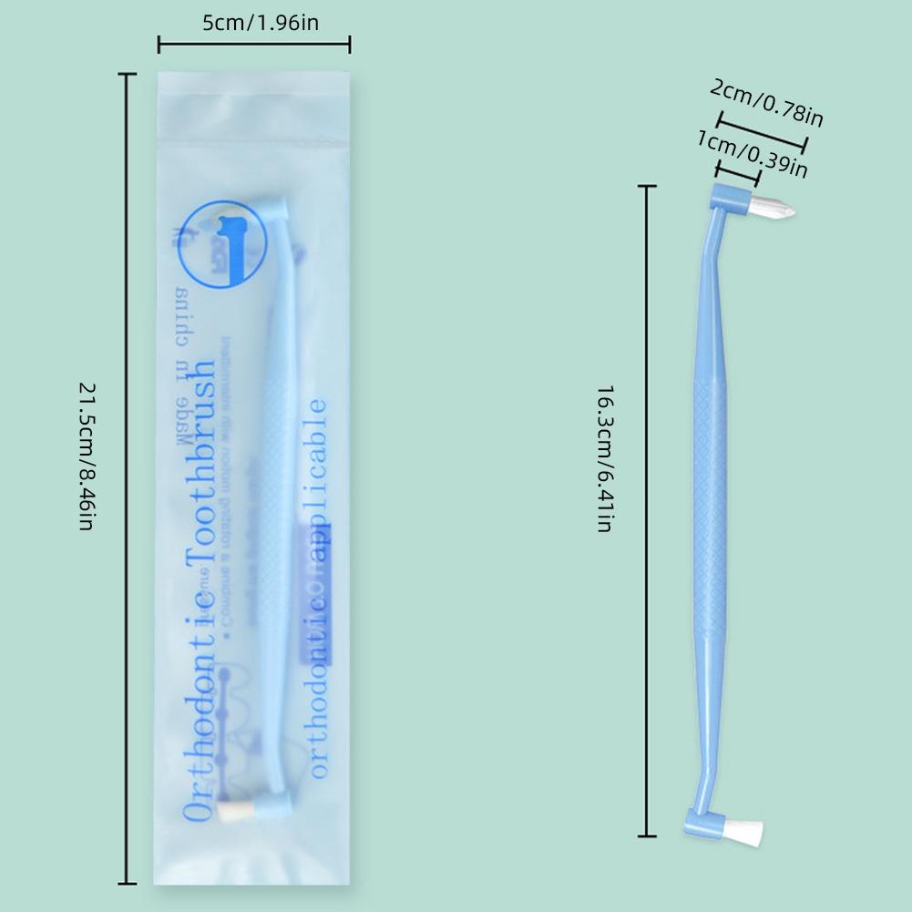 Double Head Single Bundle Orthodontic Toothbrush Interdental Cleaning Brush Portable Soft Bristles Tooth Cleaning Tool