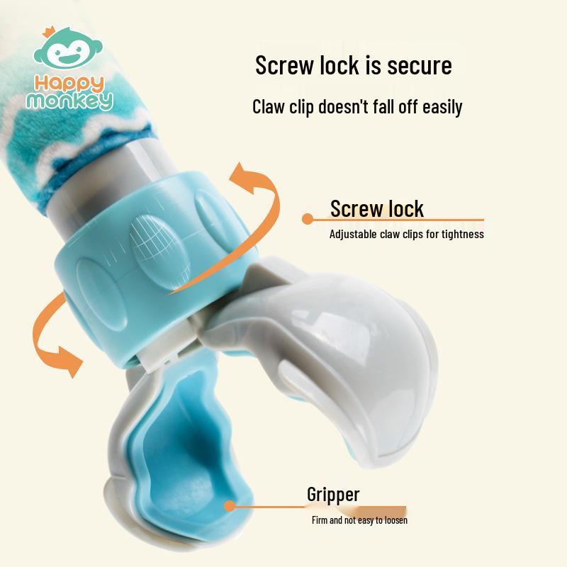 Happy Monkey Newborn Clip-On Mobile Toy: Bed, Stroller, Car Clip & Rattle Ornament.