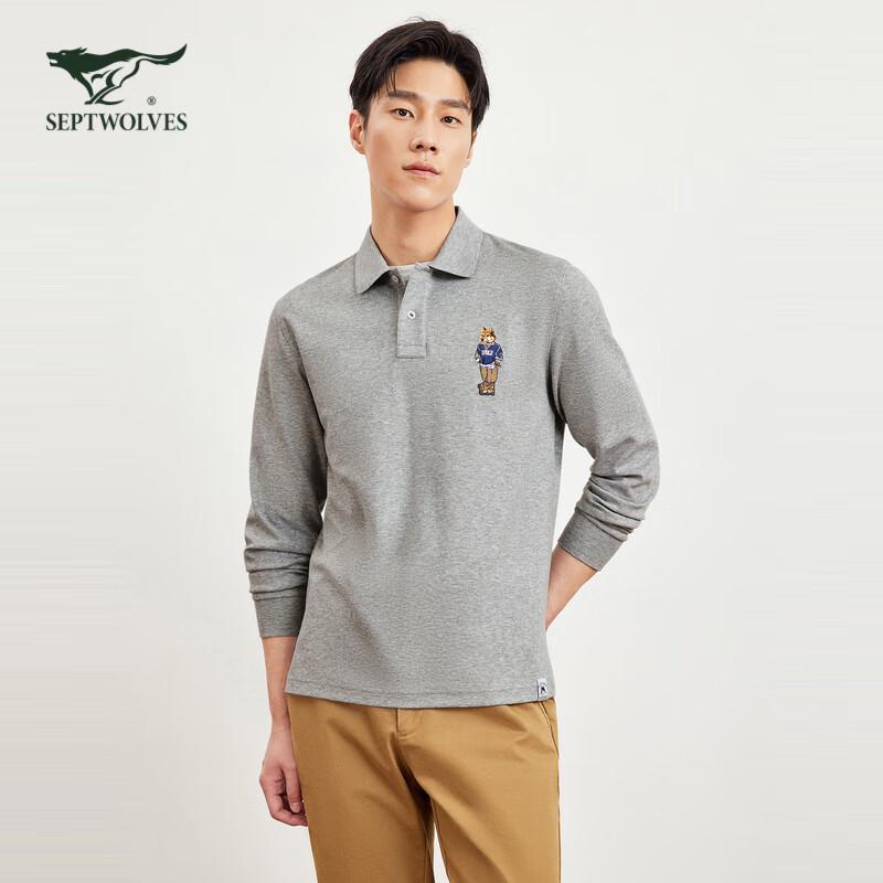 SEPTWOLVES Wrinkle-Resistant Long-Sleeve Polo Shirt