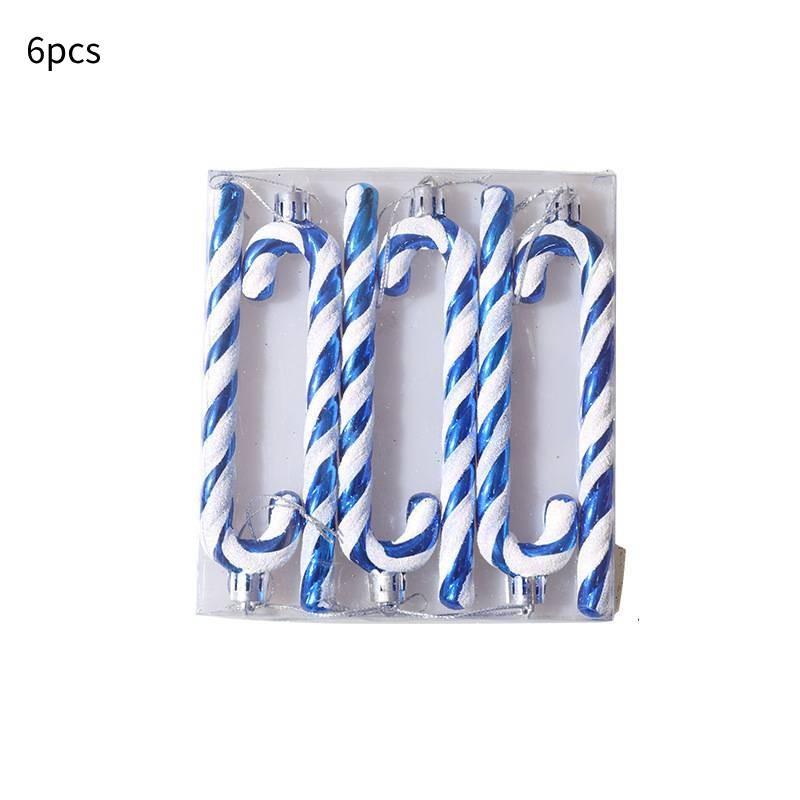 X 6 Candy Cane Glitter Hanging Christmas Tree Decoration Santa Ornament Xmas