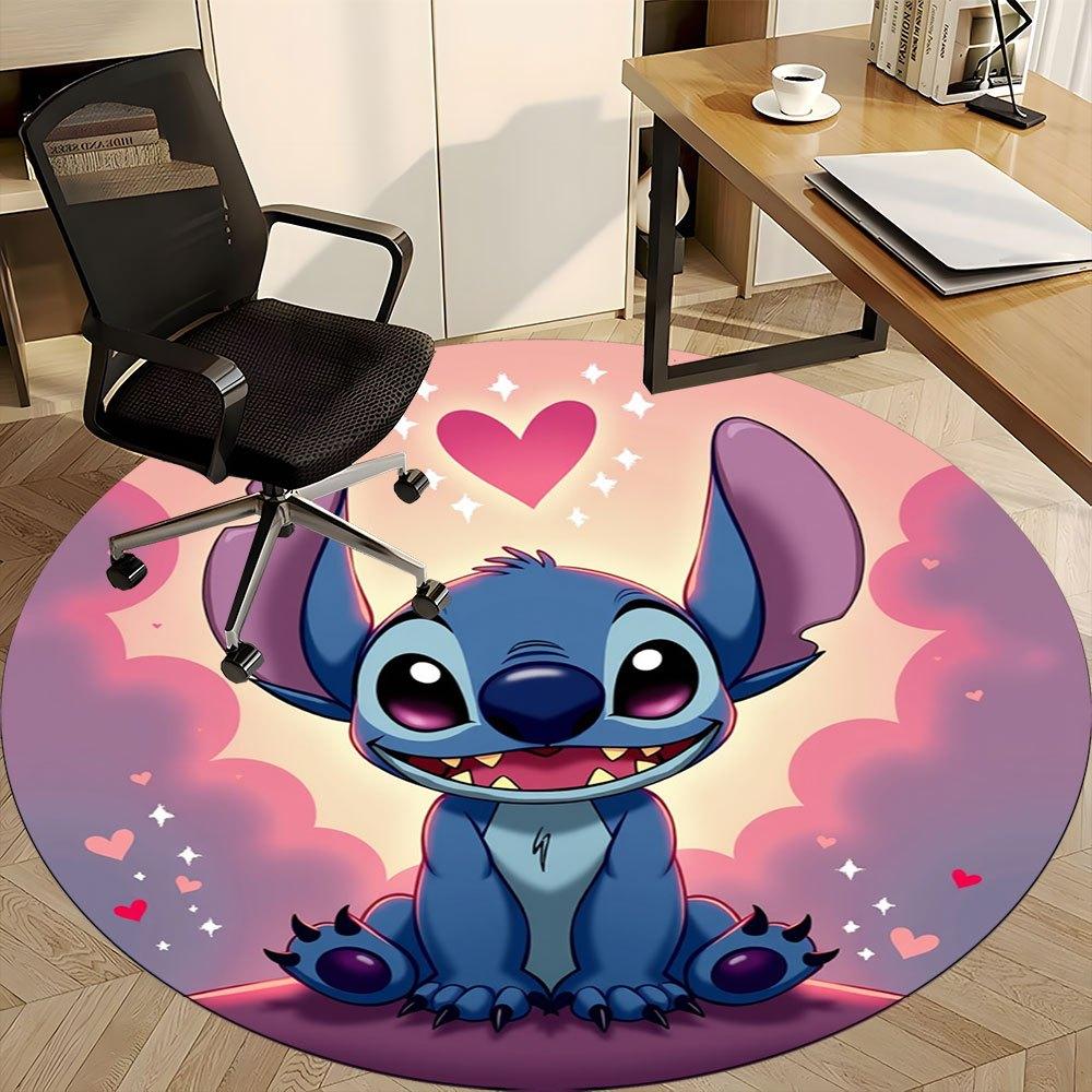 1pc Adorable Stitch Design Round Rug - Perfect for Home Decor, Office, or Home Room Flooring -0412141