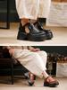 Johnature Retro Genuine Leather Thick Soled Shoes Round Toe Thick High-heeled Comfortable Platform Sandals