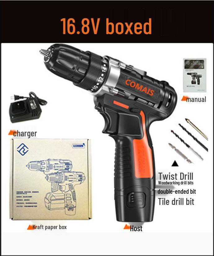 Cordless Drill & Electric Screwdriver Set with Lithium Battery - Complete Hardware Toolbox & Power Tools Gift Set