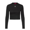 Hugo Womens/Ladies Stacked Logo Slim Long-Sleeved Crop Top