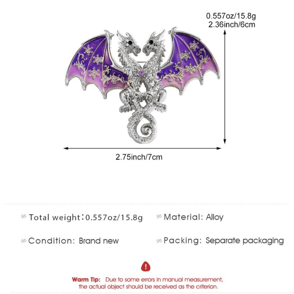 Gothic Fantasy Colorful Enamel Wings Lapel Pin Twin Winged Dragon Brooches for Women Men Game Cosplay Suit Coat Decor Jewelry