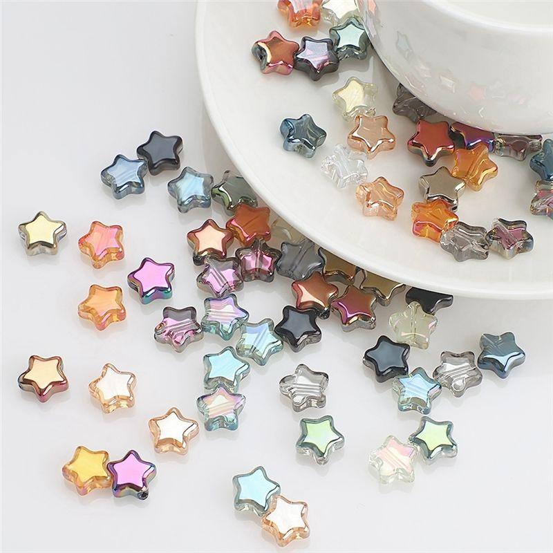ABWR-200Pcs 8Mm Star Bead Glass Crystal Spacer Beads Colorful Beads For Jewelry Bracelet Making DIY Crafts Gifts For Girls