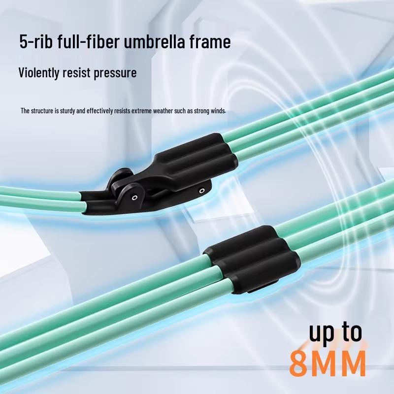 Reinforced Windproof Black Umbrella with UV Protection for All Weather Conditions