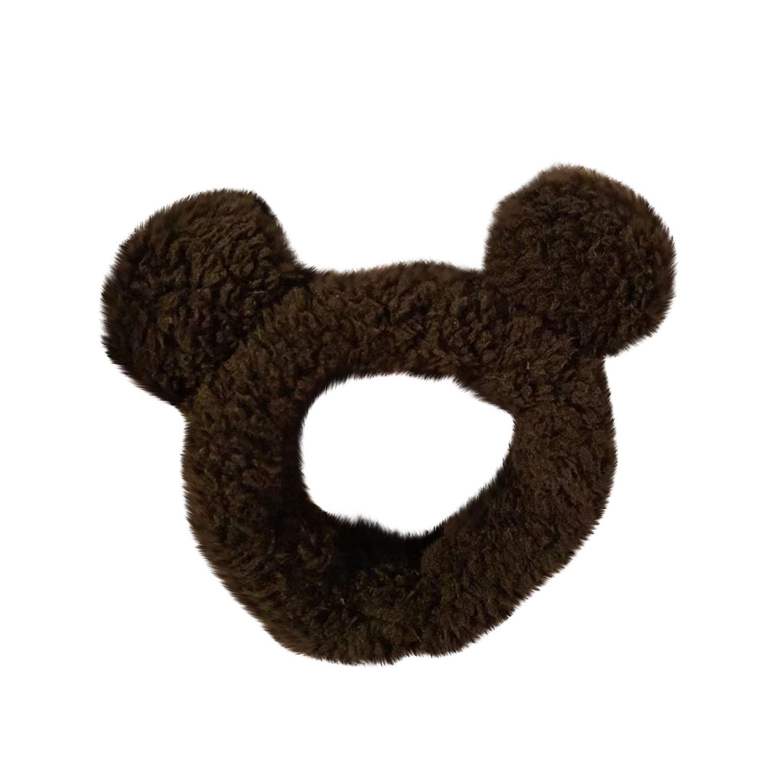 

Корейская милая повязка на голову с ушками медведя для мытья лица, женская и зимняя маска для лица с широкополой повязкой на голову, аксессуары для волос One Size чёрный