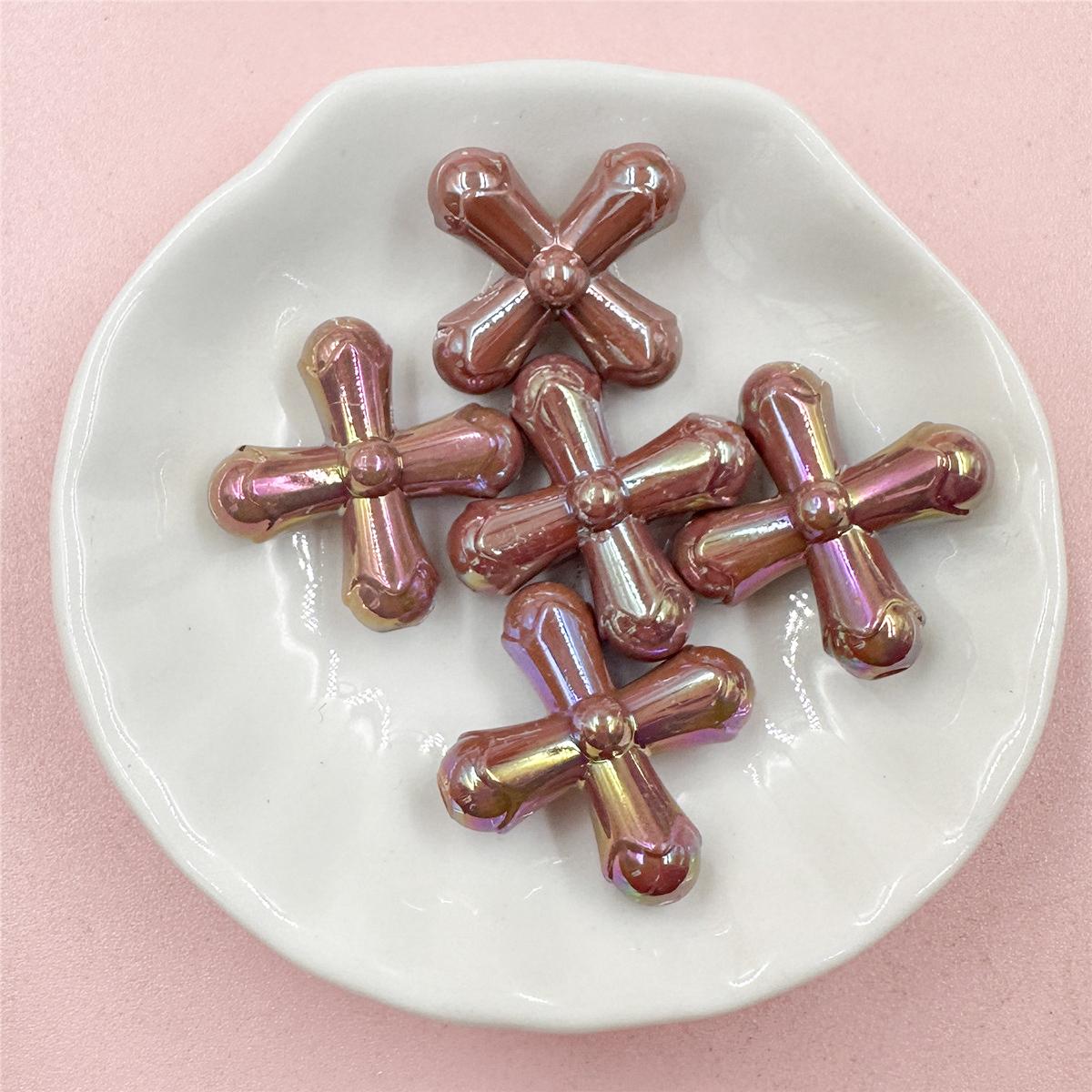 

Ювелирные изделия в виде креста, кулон, 5 шт., аксессуары из бусин, 24,7*24,3 мм, сделай сам, красочные аксессуары из бисера, акрил коричневый