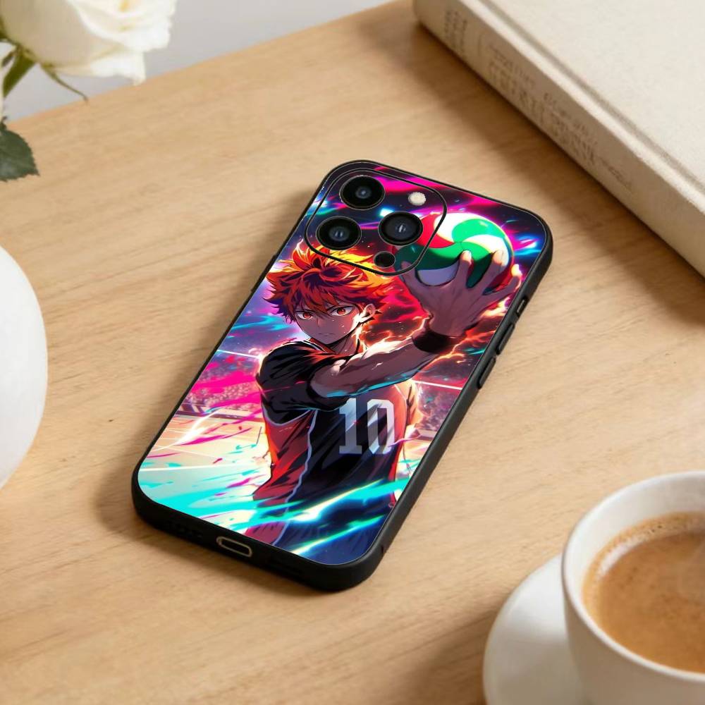 Anime H-Haikyuu Hinata Shoyo  Phone Case For iPhone17,16,15,14,13,12 Plus,Max Soft Silicone Black Cover