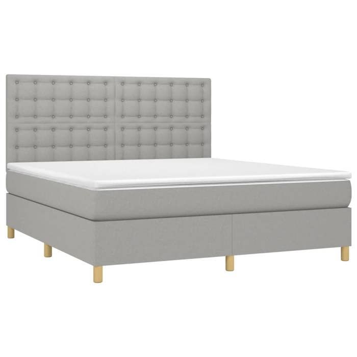 VidaXL Slatted Bed Base with Mattress and LED, Upholstered Bed, Double Bed, Adult Bed for Interior Bedroom, 3135773