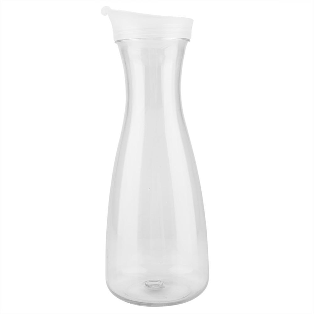 Flip Top Lid Transparent Juice Bottle Round Base Beverage Pitcher Reusable Water Carafe Home 1100ml