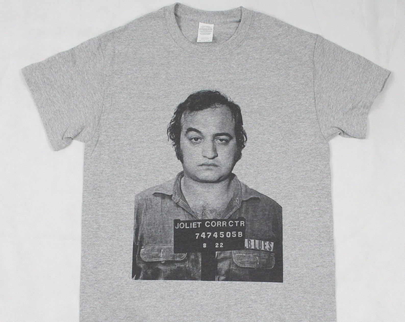 The Blues Brothers john Belushi Mugshot Grey T-Shirt sizes available S-3XL (Personalisation available upon request) 4XL