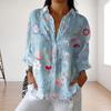 Women's Winter Fashion Light Blue Floral Long-Sleeve Top