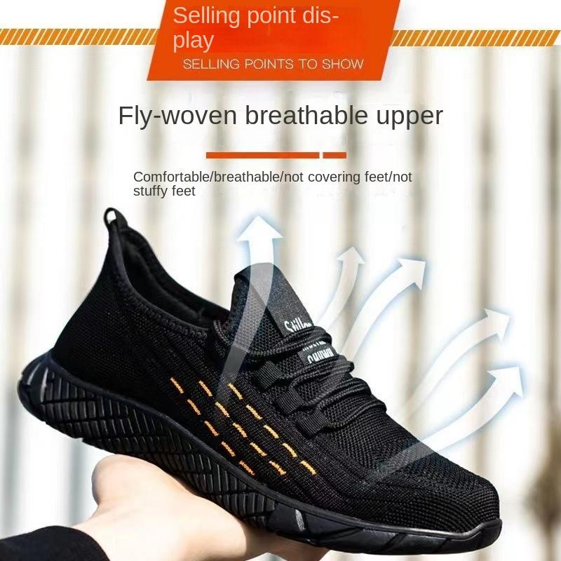 Buty robocze męskie antyprzebiciowe i antyuderzeniowe ze stalowym podnoskiem, lekkie, antypoślizgowe i odporne na ścieranie buty ochronne