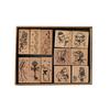 12 Pcs Vintage Wood Rubber Stamp Universe Letters Number Flowers Retro Stamp Set for DIY Art Craft Journals Scrapbooking Planner Card Making