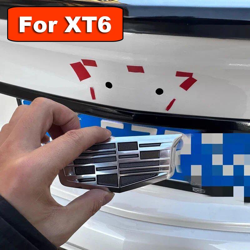 For Cadillac XT6 2Pcs ABS Car Front Logo Emblem Styling Cover Rear Trunk Badge Emblems Sticker Exterior Accessories