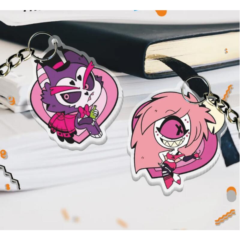 Acryl Schlüsselanhänger für Hazbin Hotel Alastor Vaggie Husk Angel Dust Niffty Anime Anhänger Kreativer Acryl Rucksack Anhänger