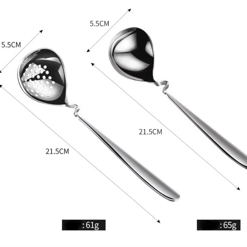 1pcs Stainless Steel Long Soup Spoon Colander Kitchen Utensils Tableware Deepen and Thicken The Long Handle of The Spoon
