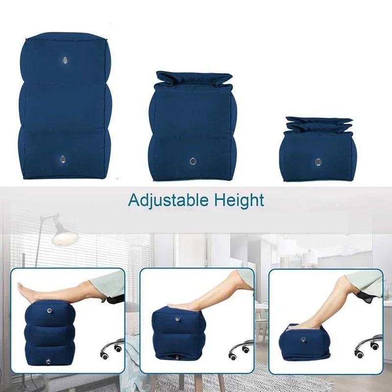 Travel Footrest Pillow Inflatable Foot Support Cushion for Airplane Car Office Resting Sleeping and Vacation Travel Accessories