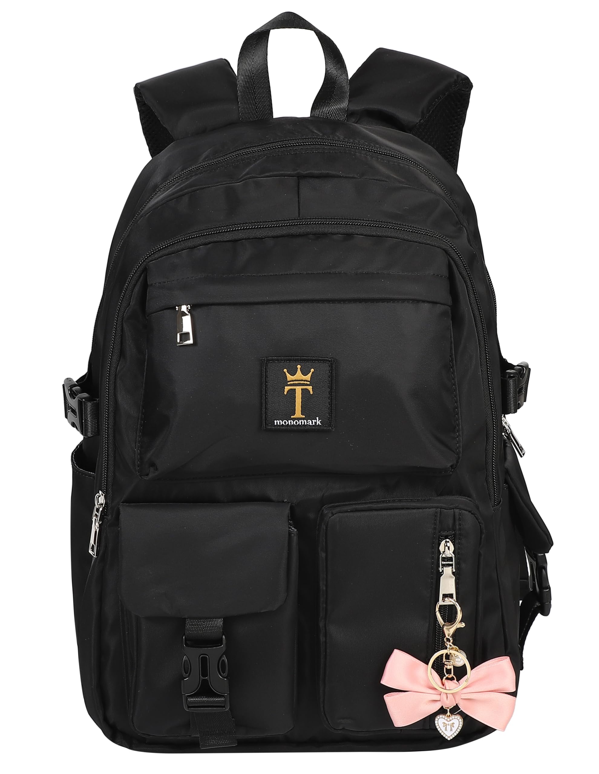 

[monomark] T-Channel Backpack for Women, Large Capacity, School Backpack with Ribbon [Design Supervision]