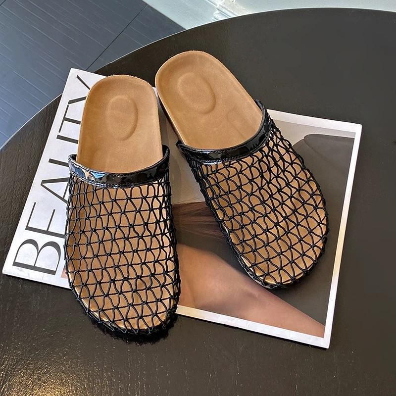 

Fashion Hollow Mesh Mules Slippers Women Casual Shoes Flat Sandals Summer 2025 Trend Beach Platform Woman Slides Comfort Sandalias Mujer 35 чёрный