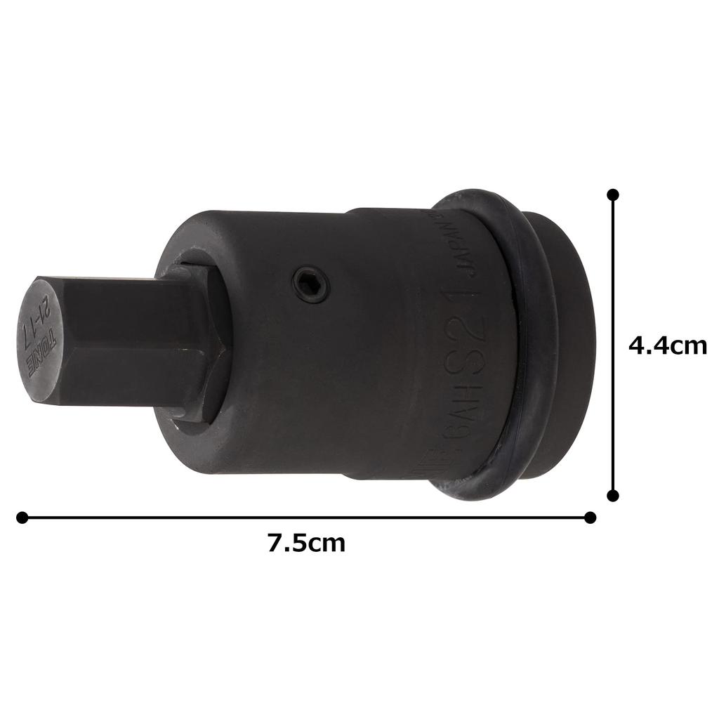 TONE Impact Hexagon Bit Socket 17mm Hexagon 2 Pieces (Interchangeable) 6AH-17H, 19.0mm (3/4") Drive, Size, Included.