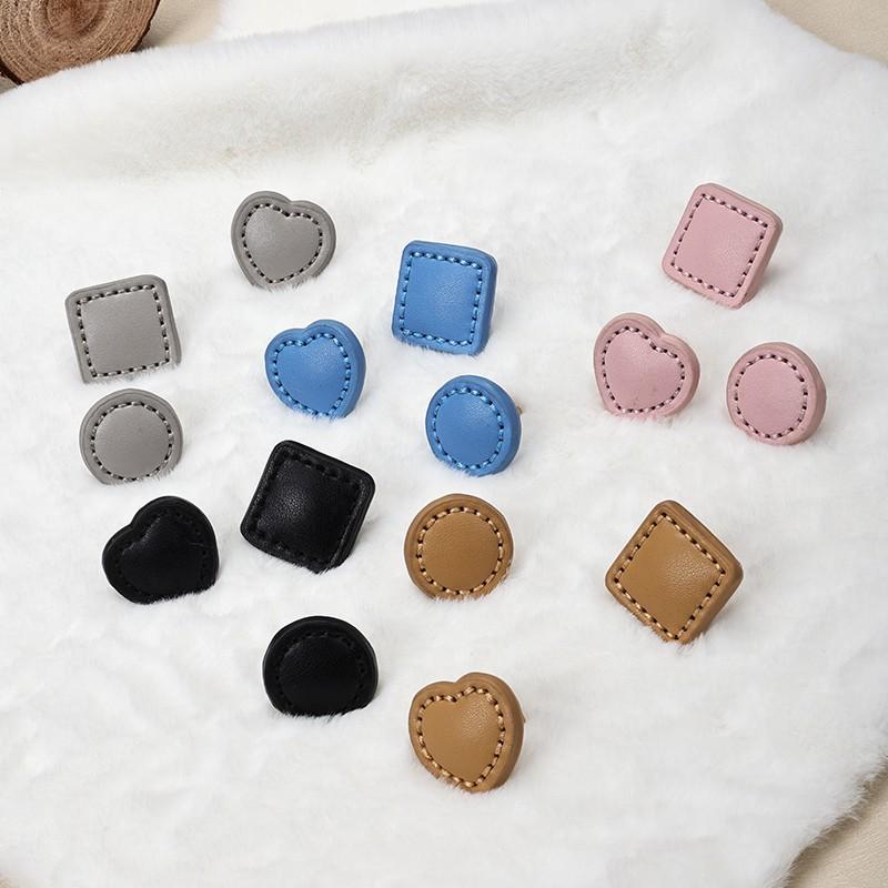 1PC Heart-shaped Leather Drawer Handle Cabinet Door Brass Handle Kitchen Cabinet Black Blue Pink Gray
