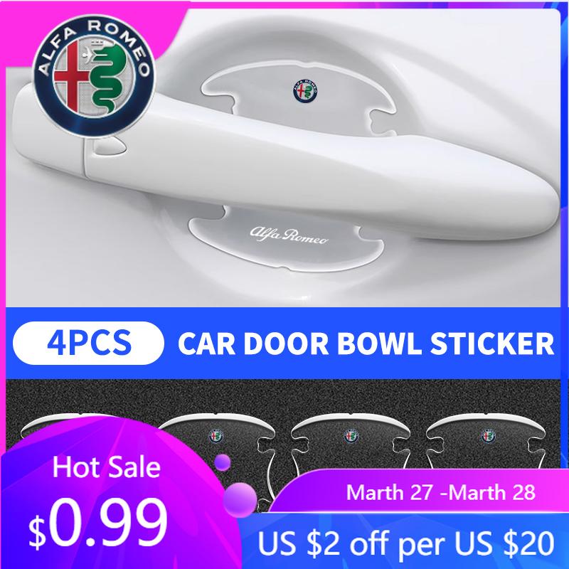 For Alfa Romeo Transparent Car Door Handle Bowl Protector Film Anti-Scratch Sticker For Alfa Romeo Giulia Stelvio MiTo Giulietta neg855