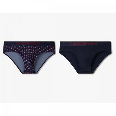 Men S Logo Patterned   Logo Banding Solid Cotton Brief Set 081531
