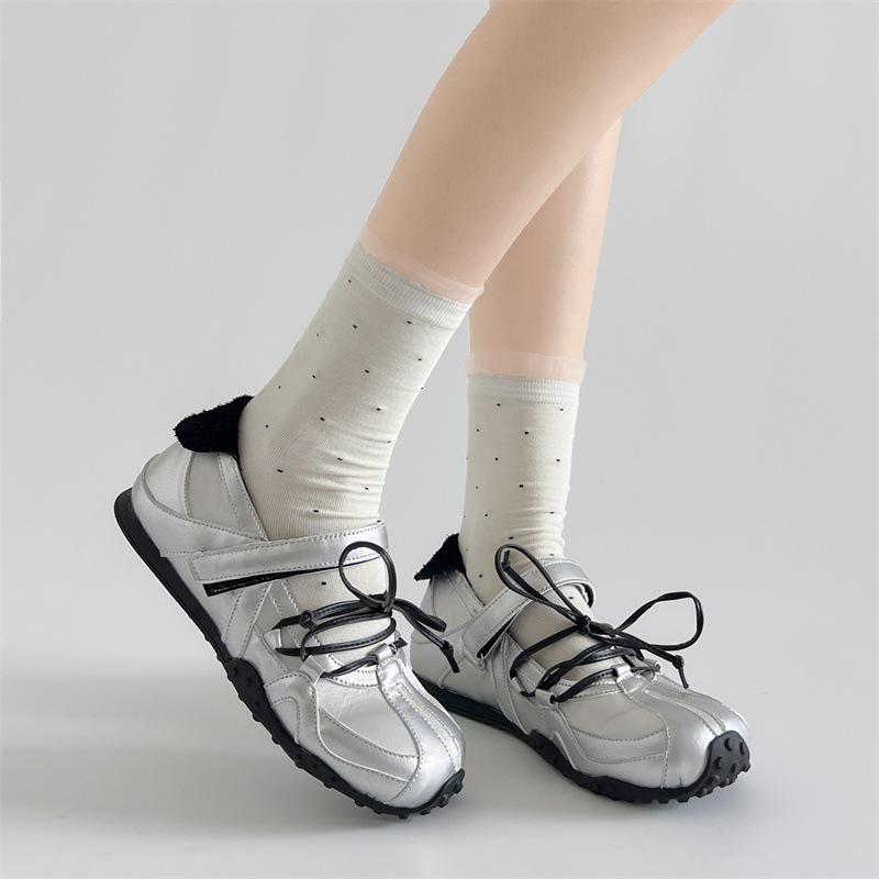 Pink Retro Flat Bottom Shallow Mouth Inner Height Increase German Training Shoes Women's Summer 2025 New Ballet Mary Jane Single Shoes