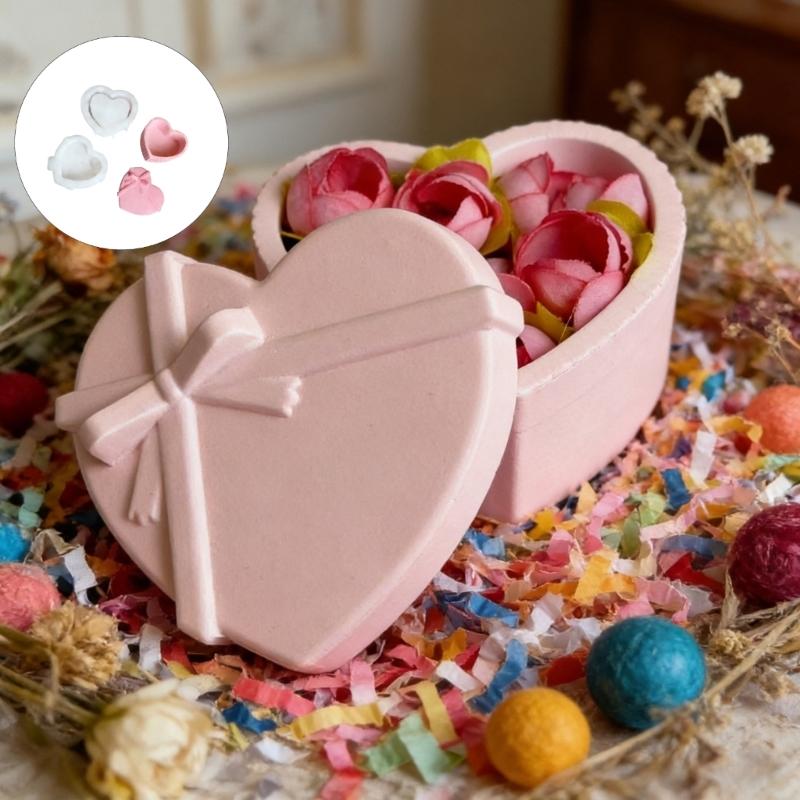 Heart Shape Silicone Mold Storage Box Moulds for Candle Cups and Decorative Storage Jars for Crafting and Gifting