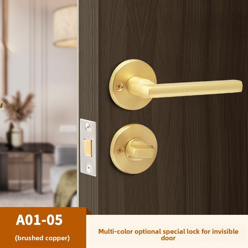 Stainless Steel Bathroom Keyless Door Lock Household Wooden Door Handle Lock Indoor Black Red and Green Indicator Door Handle