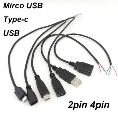 Ligne de fil Micro USB 2.0 mâle à femelle, 2 broches, 4 broches, bricolage, fil de chargeur type-c c, connecteur d'alimentation, câble de réparation d'extension