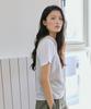 Peulob Scallop Knit Top Light Gray
