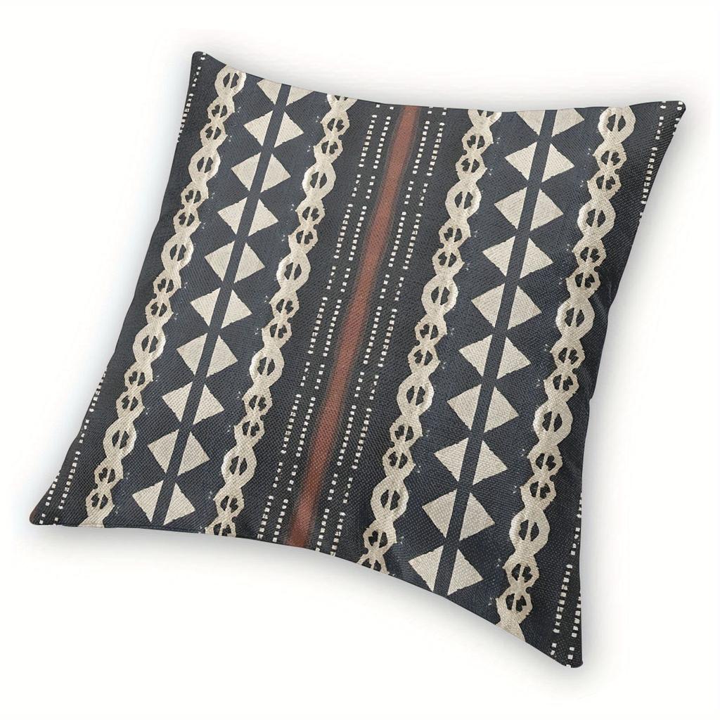 Fijian Tapa Grey Pattern Decorative Cushion Cover - Bohemian Sofa Pillow Case