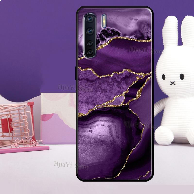 Türkisblau Gold Achat Marmor Hülle Für OPPO Reno 5 Lite 2Z 2F A5 A9 A53 A53S 2020 A52 A72 A1K A15 A83 A94 A74 A54 Hülle