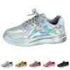 Women Casual Shoes Fashion Breathable Walking Sneakers Couples Fashion Thick Soled Sequins Lace Up Heightening Casual Tenis