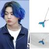 Kpop Jungkook Gleicher Stil Walflosse Anhänger Halskette Ozeanblau Silberne Kette Fan Merchandise Schmuck Geschenk für Frauen Männer ARMY
