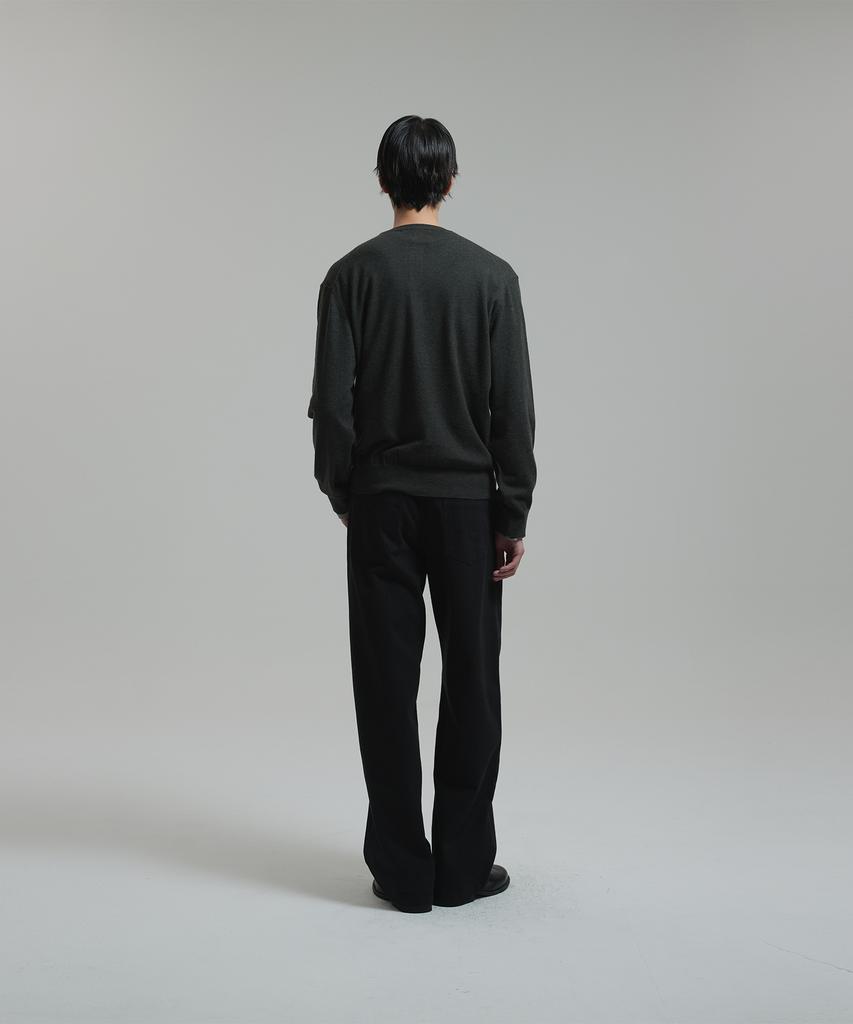 NONBLANK Washable Henley Neck Knit_Charcoal