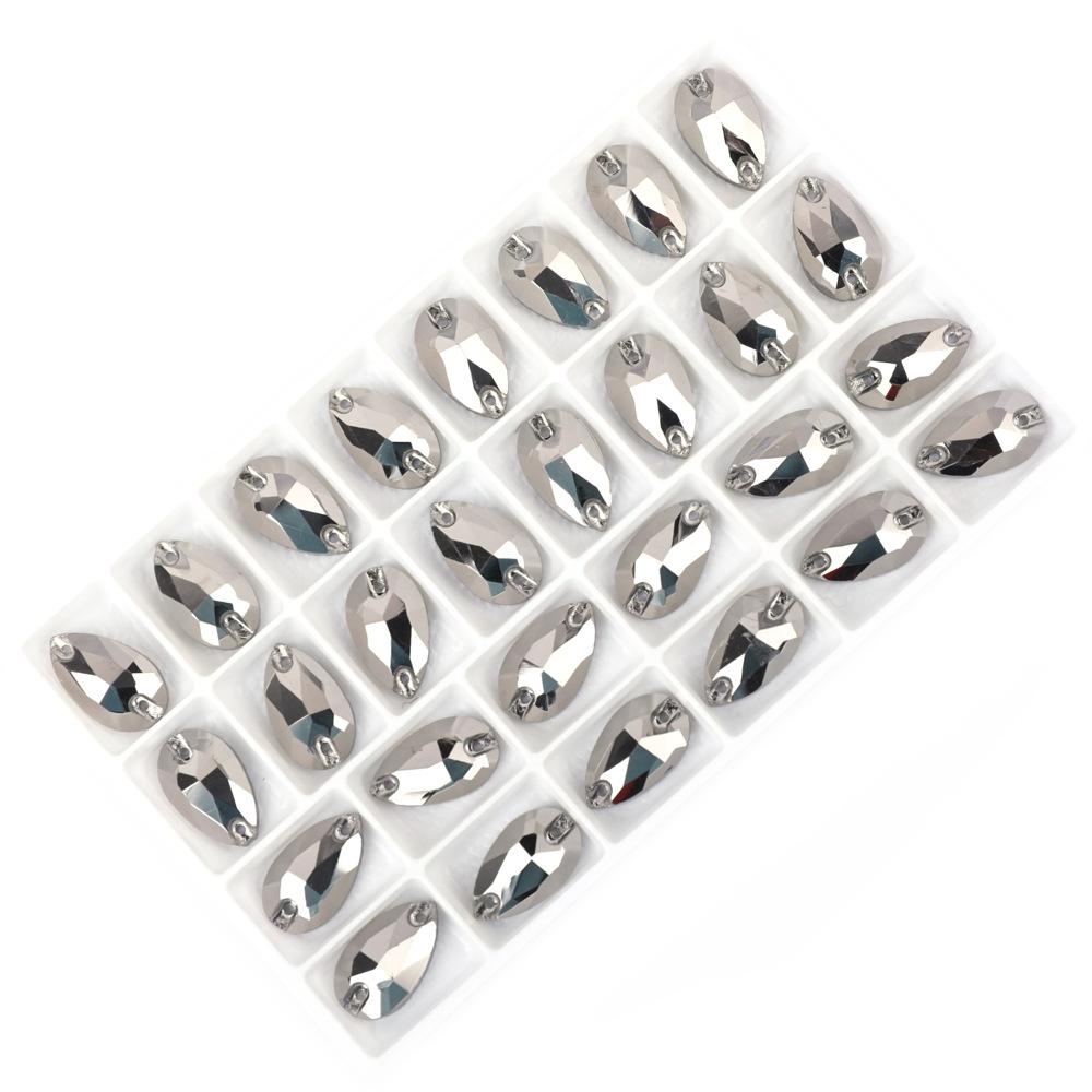 Weichen Flat Bottom Water Drop Hand Seam Drill Glass Double Hole Water Drop Drill Flat Buckle Diy Jewelry Accessories Material