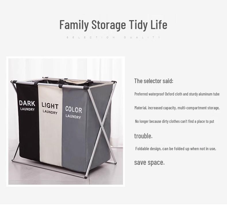 Foldable Waterproof Laundry Hamper with Handles - Oxford Cloth and Aluminum Frame