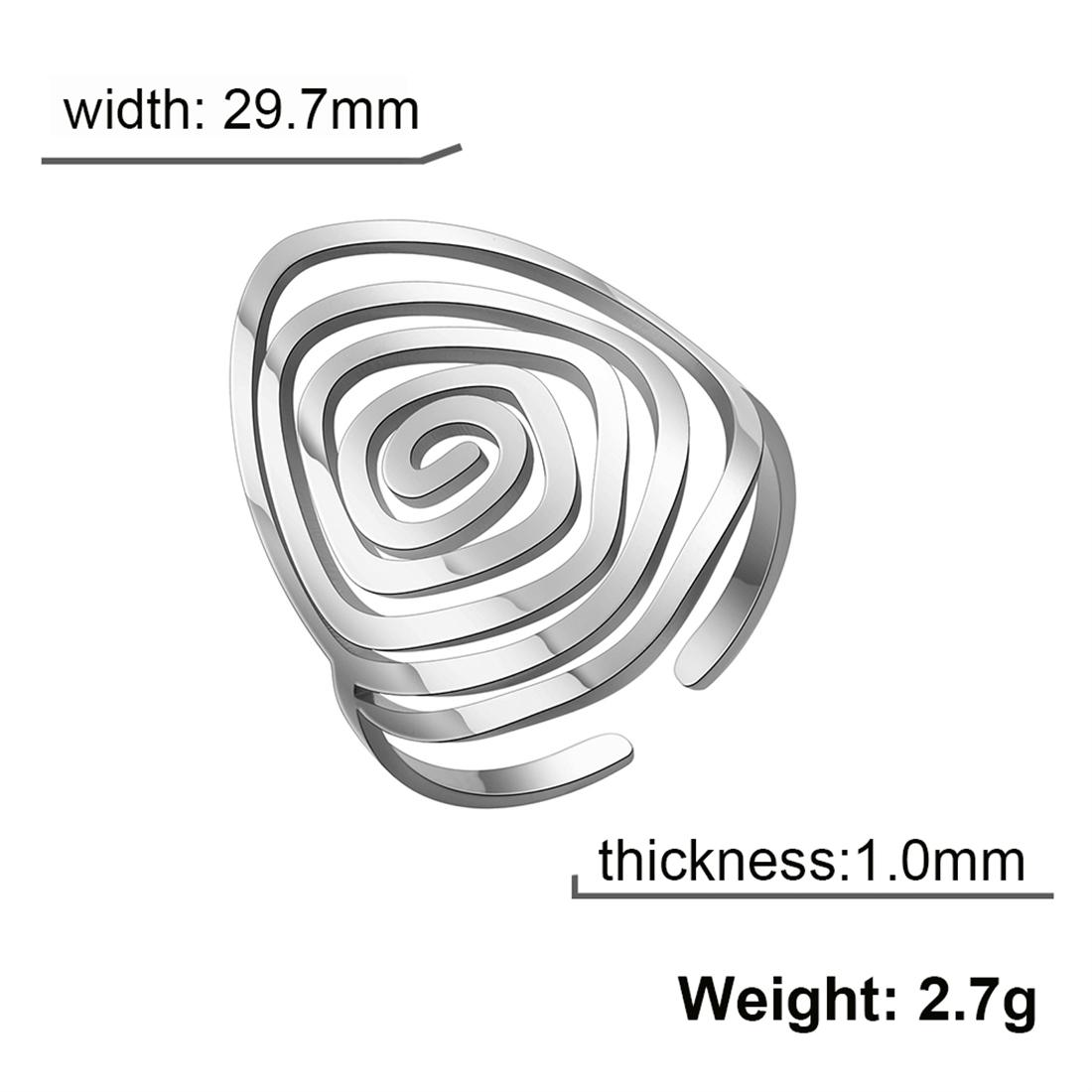 Adjustable Spiral Rings for Women Stainless Steel Twist Exaggerated Geometric Swirl Ring Punk Jewelry Birthday Gift resizable