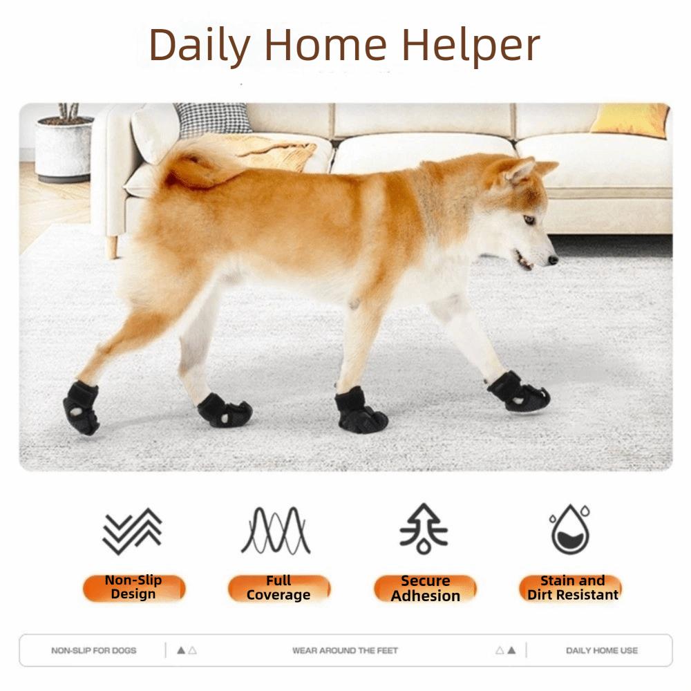 4pcs/set Adjustable Dog Anti-Slip Shoes Comfortable Wear-Resistant Paw Protectors Breathable Self Adhesive Pet Foot Covers